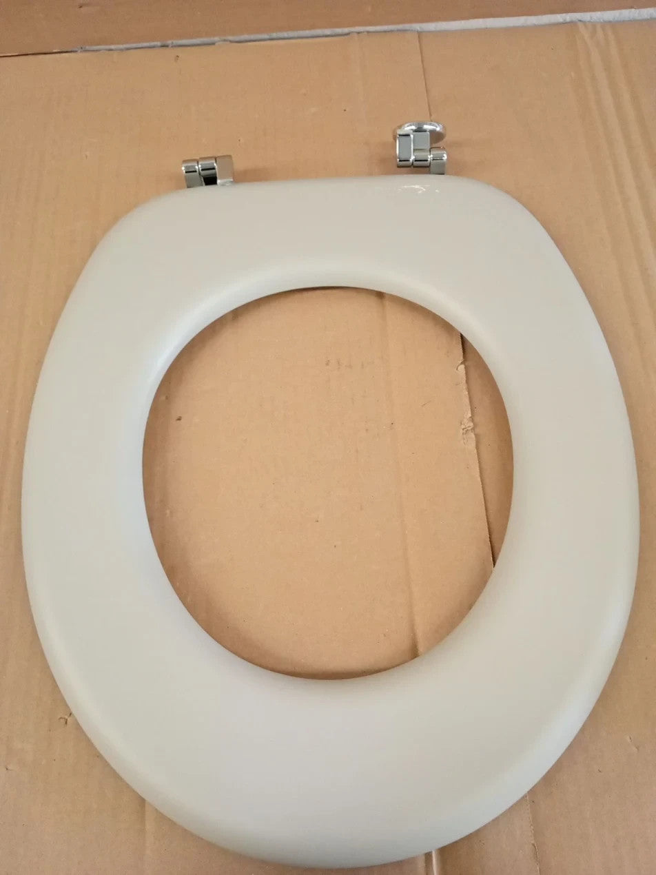 Home Tongue & Groove Style Toilet Seat Adjustable Hinges Grey 45x37.3x5.3cm