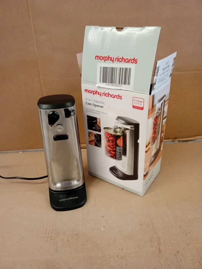 Morphy Richards 3 In 1 Electric Tin Can Opener Knife Sharpener Bottle Cap Remove