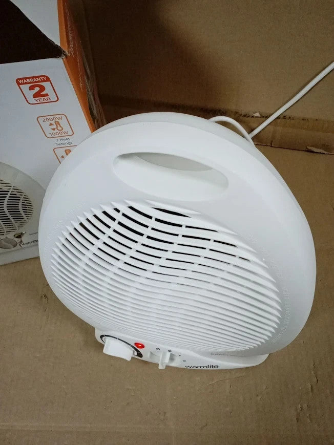 Warmlite Thermo Fan Heater 2 Heat Settings Overheat Protection White New