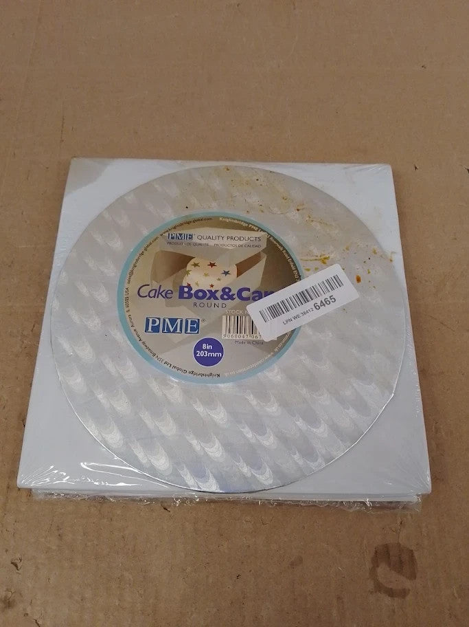 Pme Round Cake Card And Cake Box 8inch Cardboard Aluminium White New