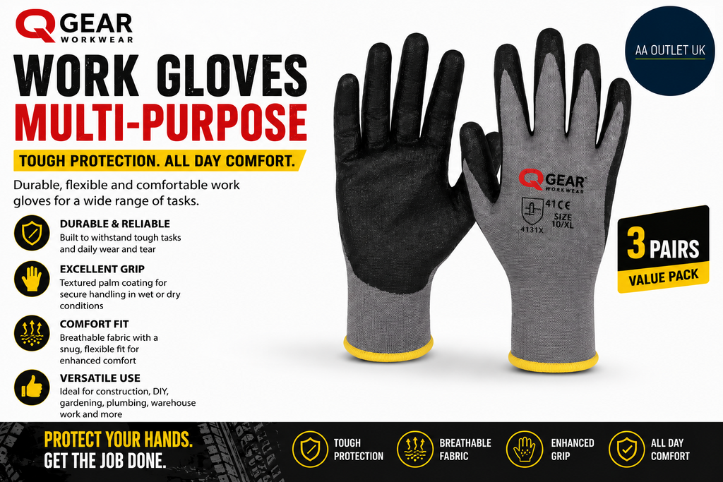 3 Pairs QEARSAFETY Nitrile Palm Coated Microfoam Work Gloves Size 8/M Design
