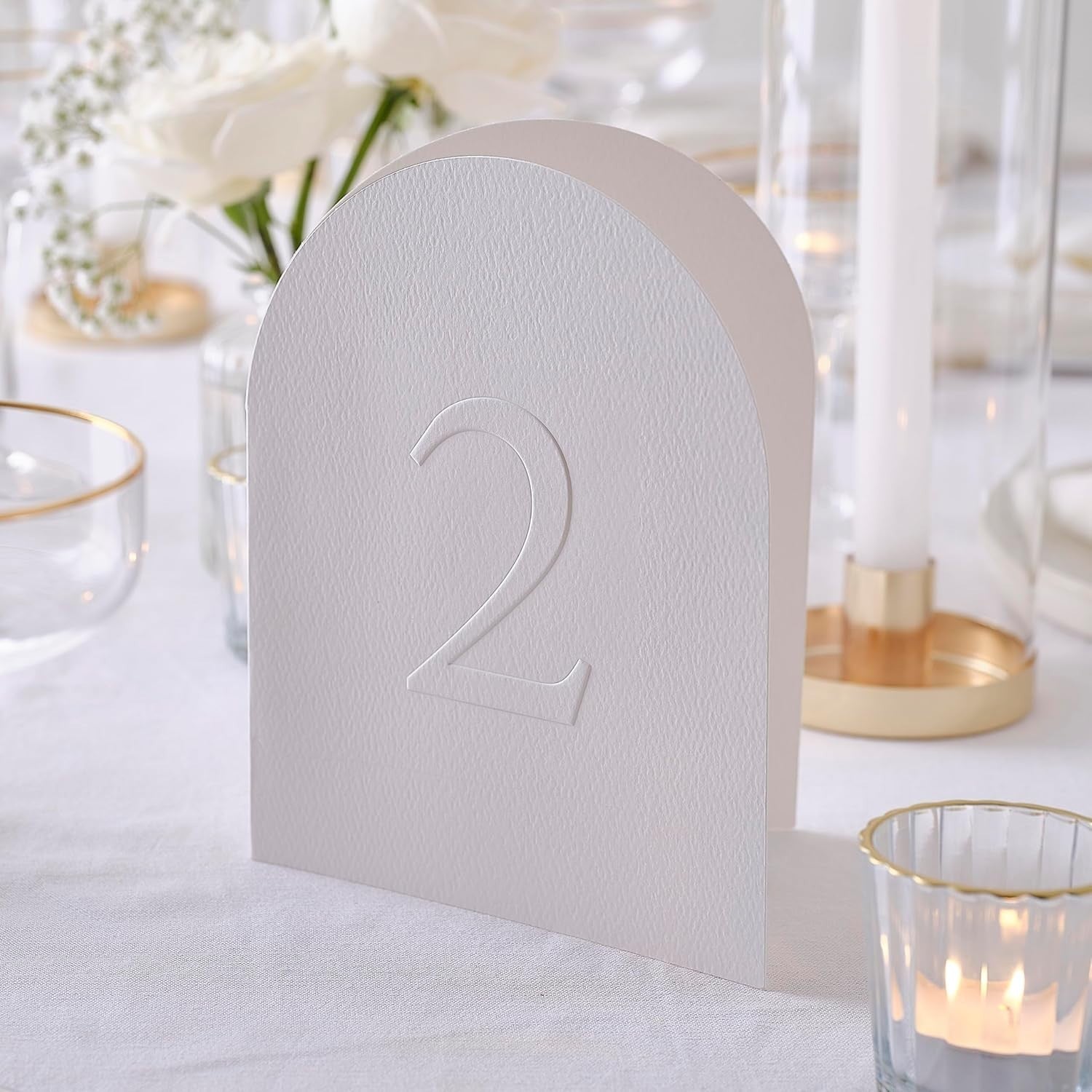 Ginger Ray White Embossed Standing Card Table Numbers Wedding Decoration New