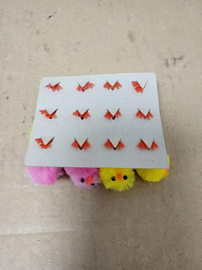 Baker Ross EK237 Easter Coloured Mini Fluffy Chicks Cake Decorations 12pc New