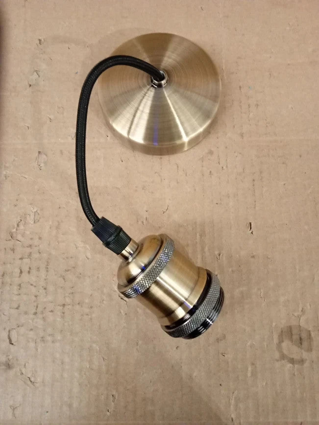 Knightsbridge 6in E27 Contemporary Pendant Set Antique Brass New