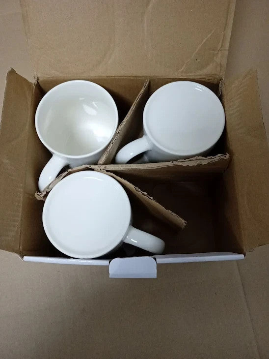 Baker Ross Design Own Mugs Pack 3 White Porcelain Mugs Kids Decorate Arts