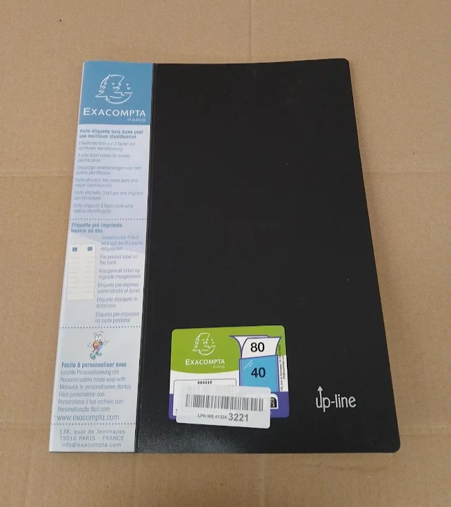 Exacompta 88401E A4 Display Book 40 Pocket PP Black Crystal Clear Wallet Folder