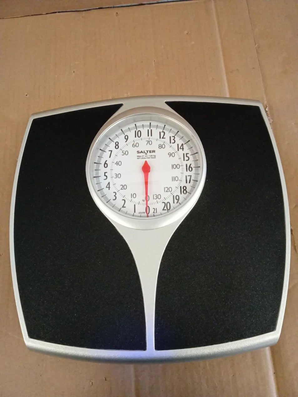 Salter Mechanical Bathroom Clear View Scale Red Dial Black 5.5x30x30cm