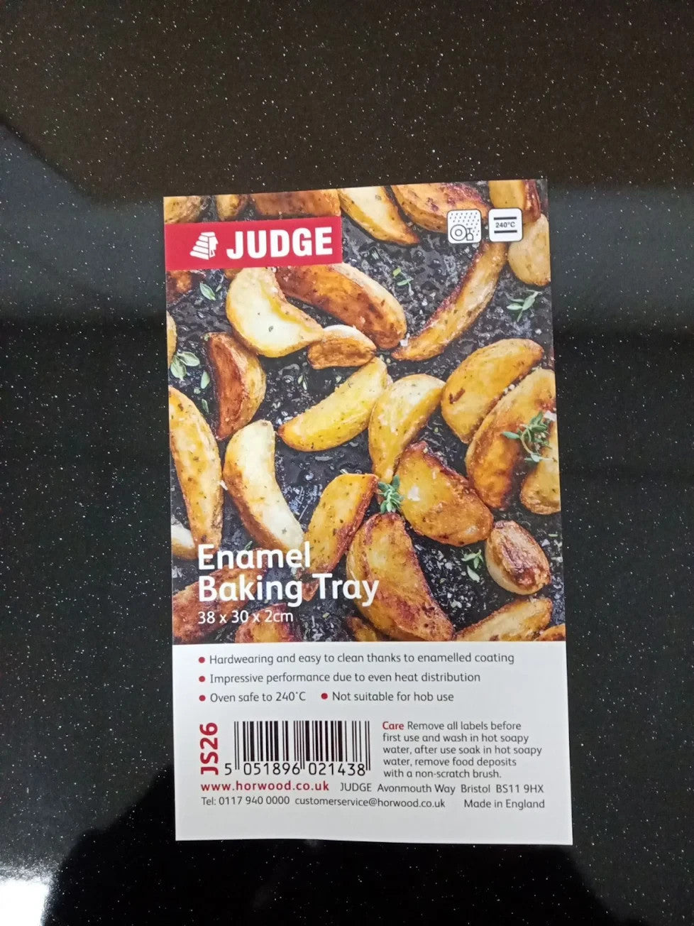 Judge Ovenware 38x30x2cm Baking Tray Enamel Granite Aluminium Free Black