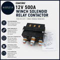 QWORK 12V 500A Winch Solenoid Relay Contactor  ATV UTV 8000 15000lb Design