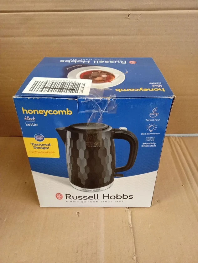 Russell Hobbs Honeycomb Electric 1.7L Cordless Kettle Fast Boil 3kw Black