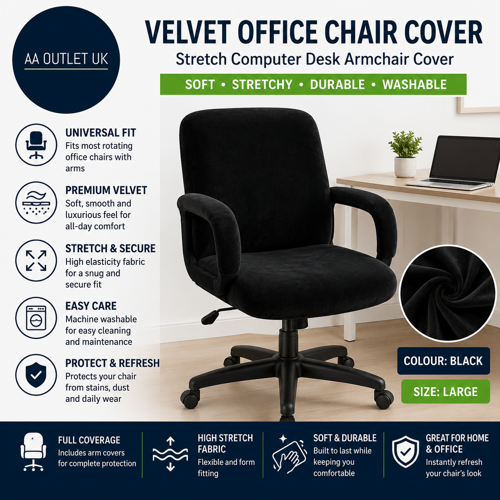 Bestenrose Velvet Office Chair Cover Stretch Computer Desk Armchair Washable