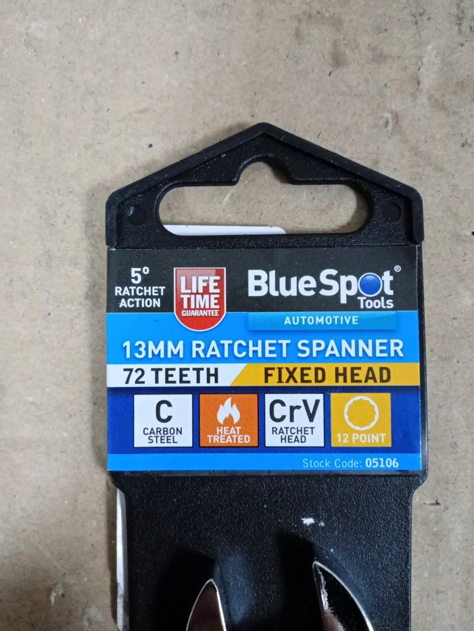 Blue Spot Tools 13mm Ratchet Spanner Fixed Head 1 Piece Chrome Vanadium Stee New