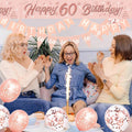 60th Birthday Decorations Rose Gold Banner Balloons Party Supplies Set New