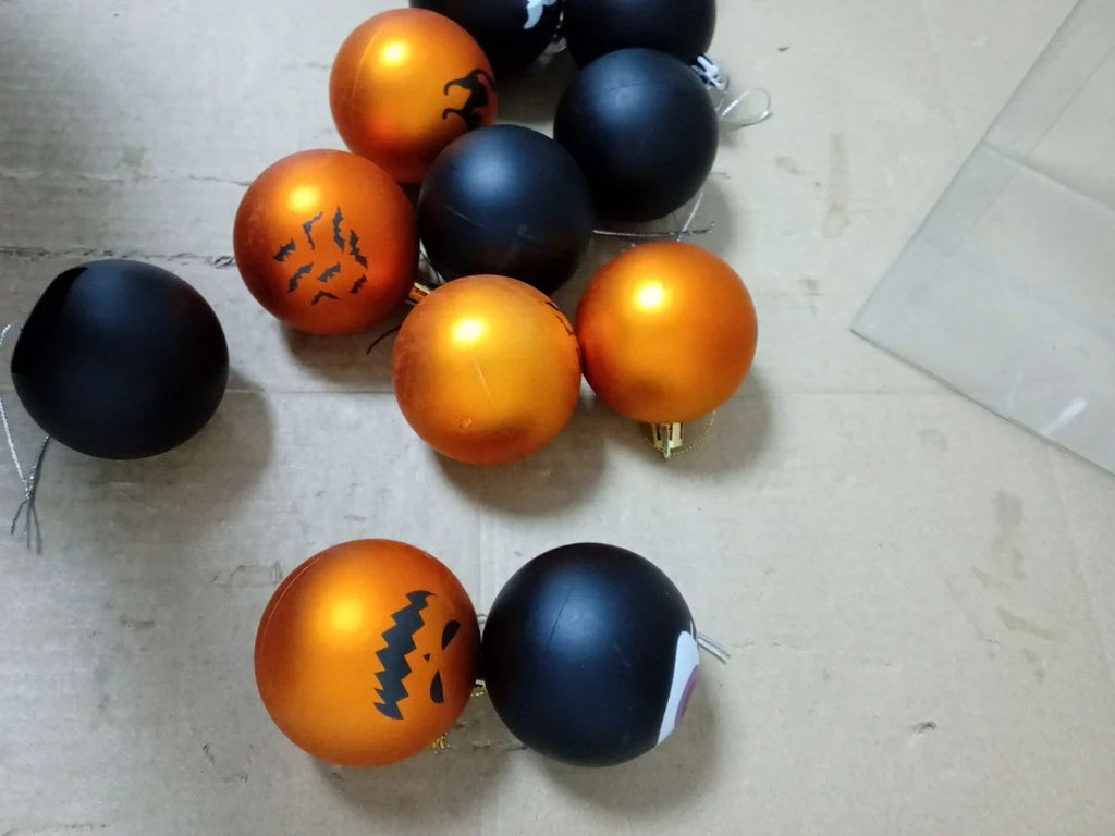 12pc Halloween Hanging Tree Pendants Plastic Shatterproof Bauble Ball Decoration