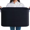 JOJOSEE Large Woven Laundry Storage Basket 55x38x30cm Black Cotton Rope