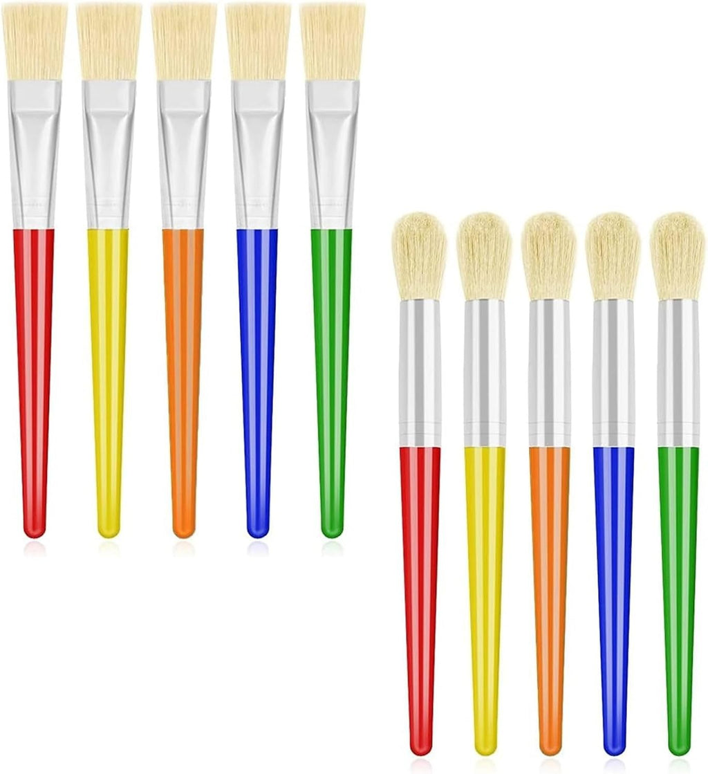 10pcs Kids Paint Brushes Colorful For Watercolor Acrylic Paints Multicolor New