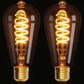 Terafeels 2Pack E27 Vintage LED Light Bulbs ST64 4W Spiral Filament Warm New