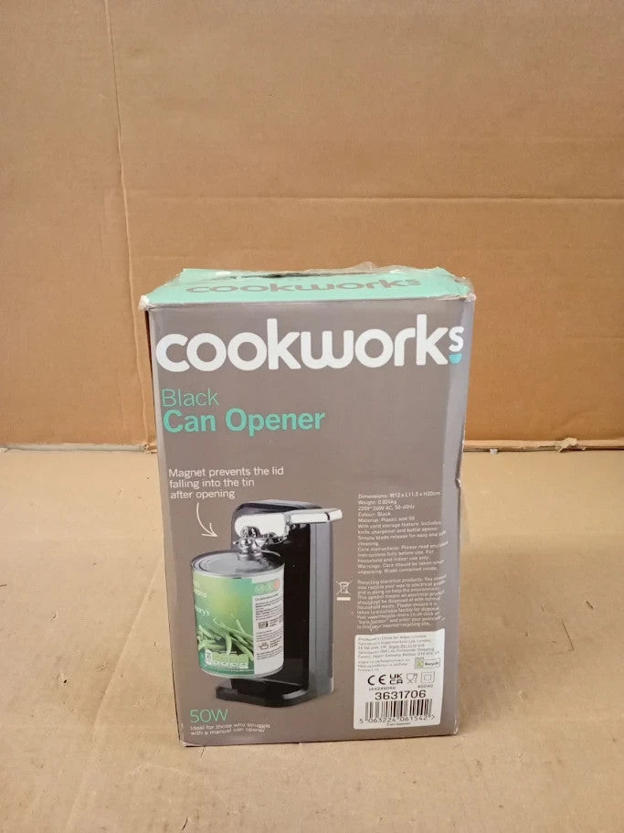 Cookworks Can Opener Black 50W Magent Prevents the Lid Falling The Tin
