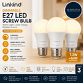 Linkind Dimmable E27 Screw Bulb 7.3W E27 Edison ES LED Light Warm White