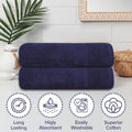 Large Bath Towels 2 Pieces 100% Ring Spun Egyptian Cotton Navy Blue New