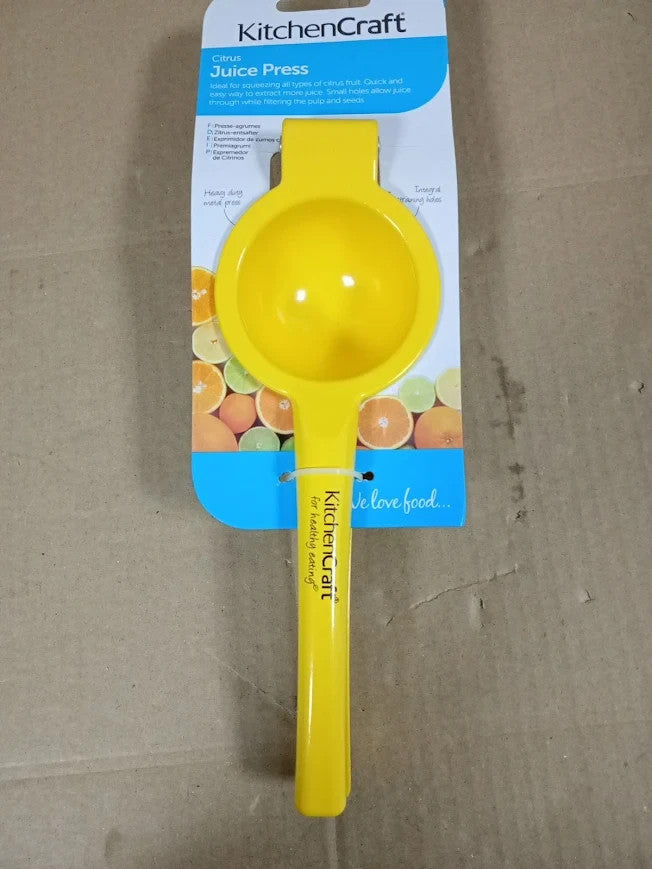 KitchenCraft Lemon Squeezer Handheld Lemon Juicer 22x7.5x4.5cm Yellow New