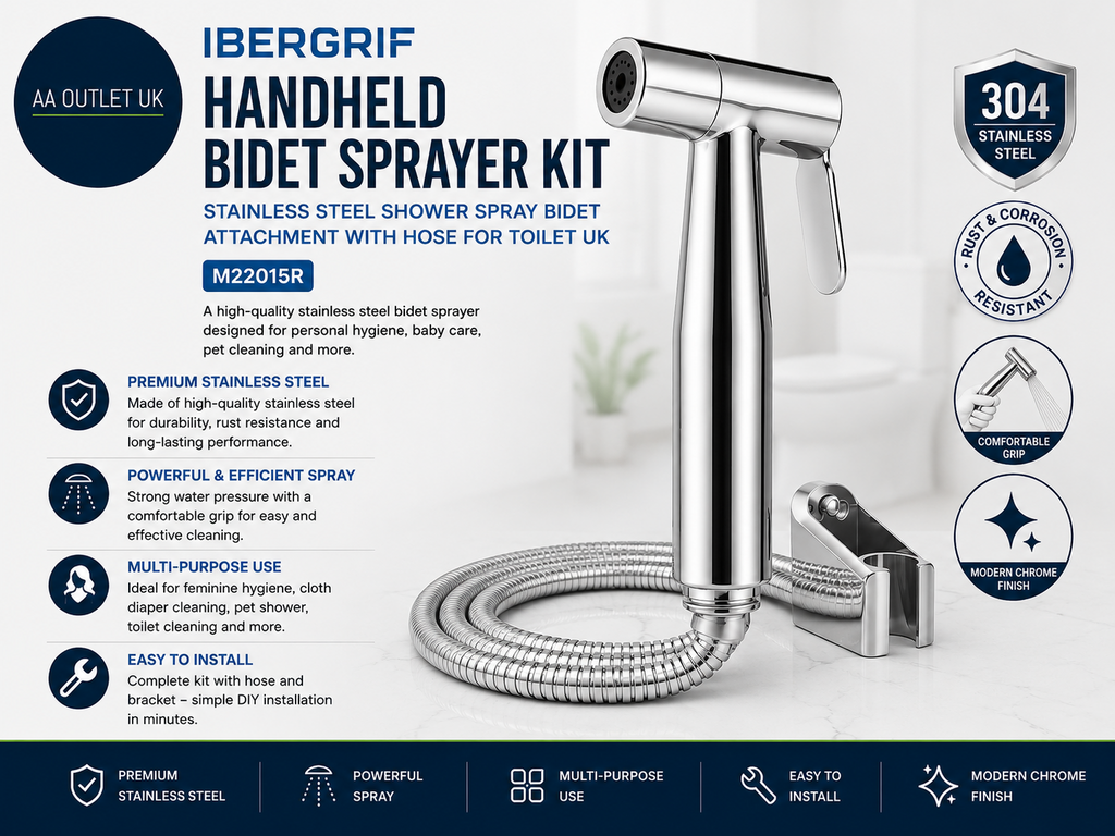 Ibergrif Handheld Sprayer Kit Stainless Steel Shower Spray Bidet Attachment