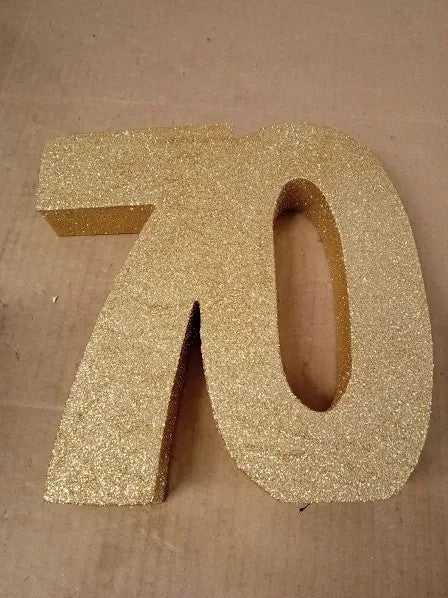 Number 70 Glitter Table Gold Table Centrepiece Decorations 20x20x3cm