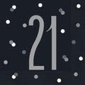 Elegant 21st Birthday Black Glitz Luncheon Napkins 16cm Bold Festive New