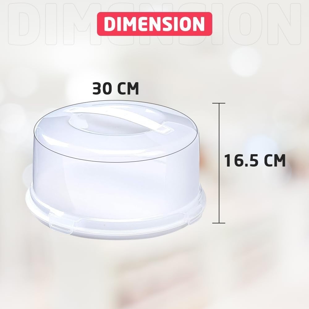 Accurate Plastic Cake Carrier Lid Locking Clips Round Dishwasher Safe 30cm