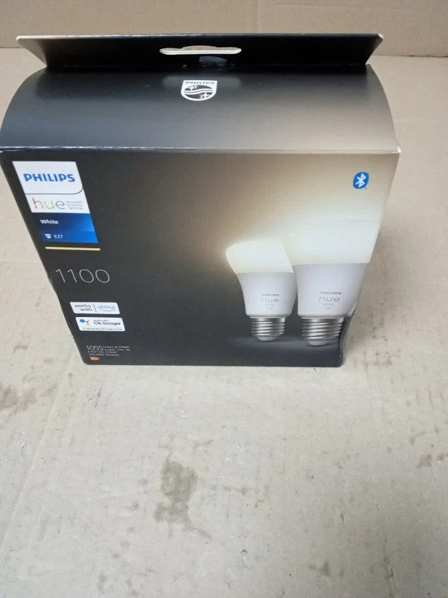 Philips Hue White Smart LED Bulbs E27 Bluetooth 1100 Lumen Twin Pack Alexa New