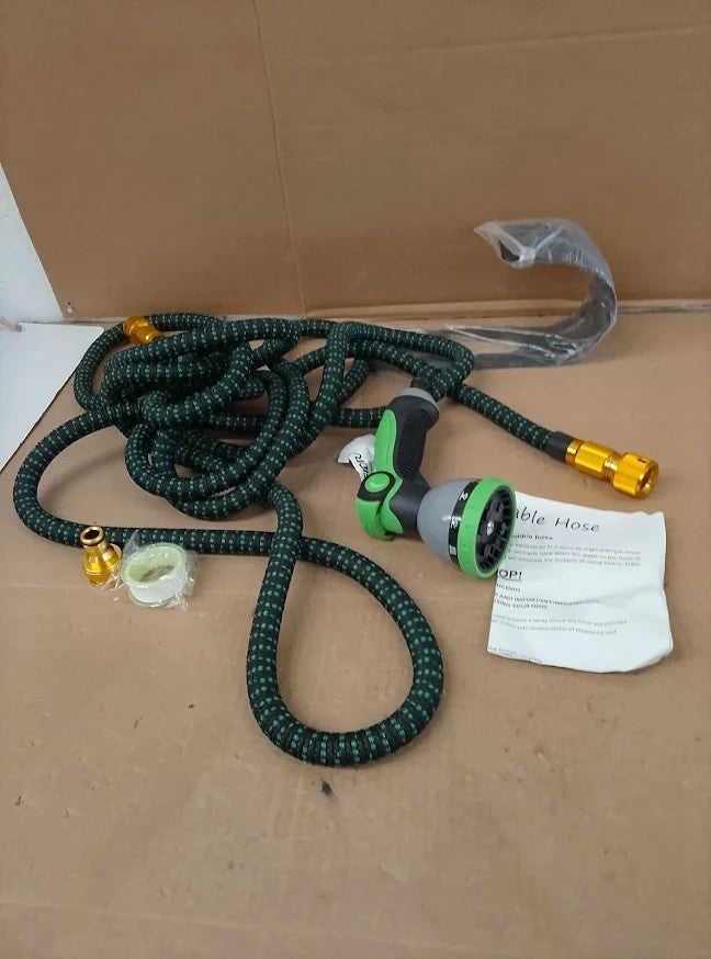 50FT Expandable Garden Hose Pipe Flexible No Kink Spray Nozzle Set Green Design