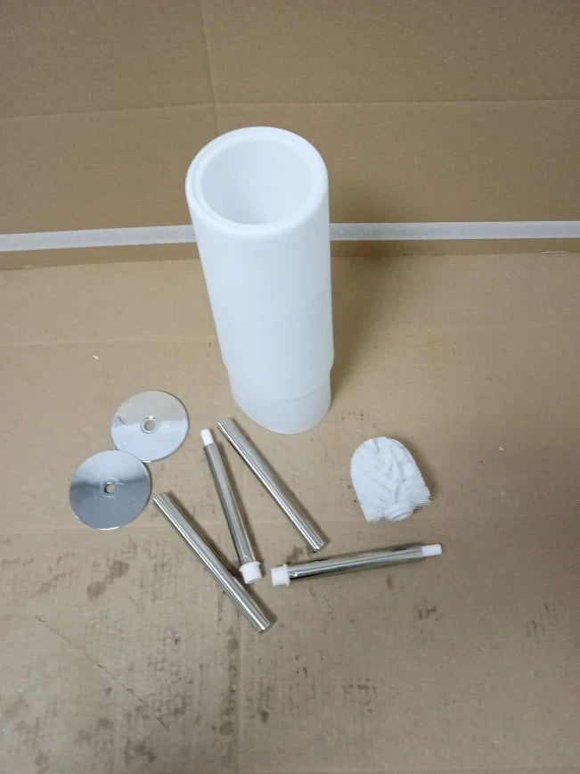Toilet Brush Holder Modern Loo Set Elegant Design Cleaner Stainless Steel New