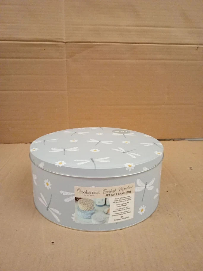 Cooksmart England Set Of 3 Cake Storage Tins British Designed Nesting Cake