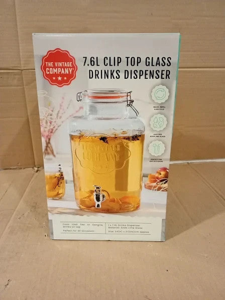 The Vintage Company Jumbo Glass  Airtight Lid Tap 51050 7.6L 22x22x35cm