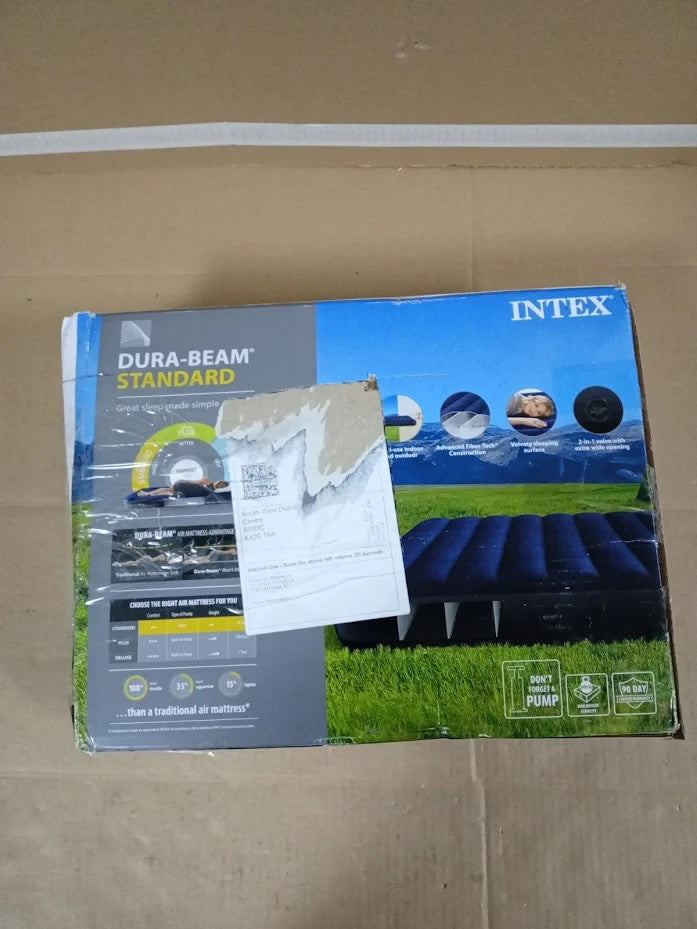Intex Dura Beam Downy Air Mattress Full Size 10 Inch Height 600lb Capacity Blue
