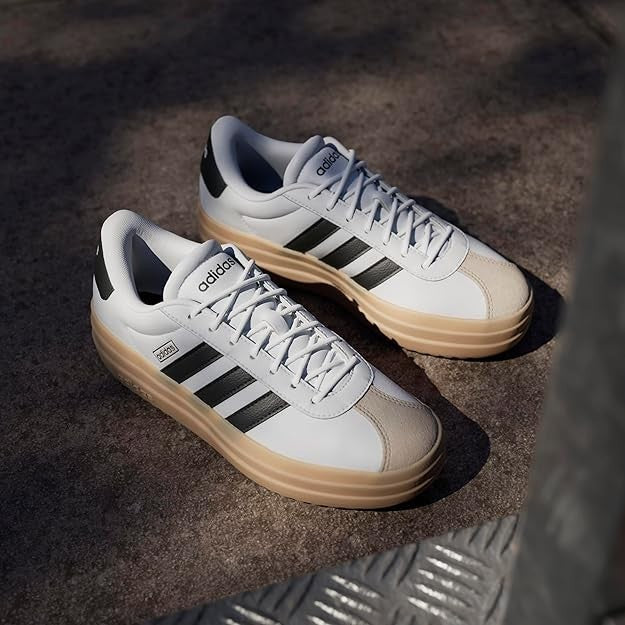Adidas Womens Vl Court 3.0 White Black Wonder Beige 9.5 US 8 UK Lace Up New