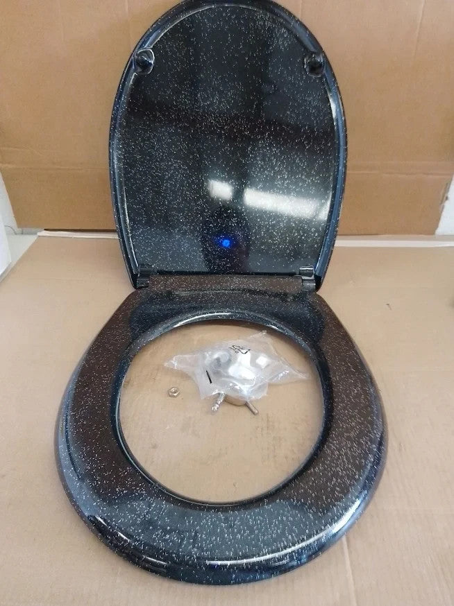 Argos Home Slow Close Black Glitter Toilet Seat Bathroom Replacement WC New