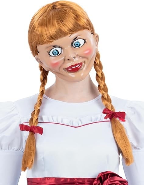 Smiffys Annabelle Long Plaited Auburn Wig Ribbons Adult Officially License New