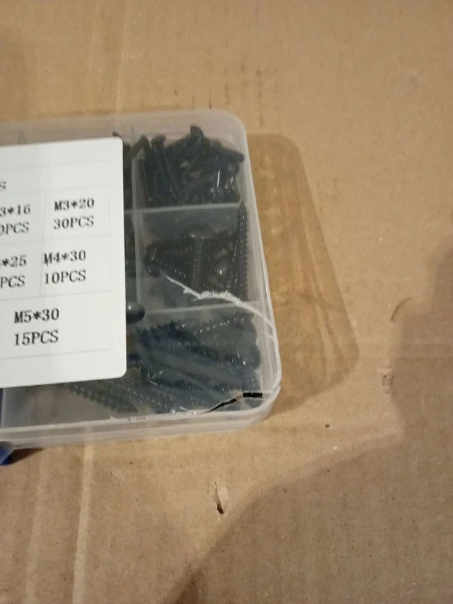 350pcs Black Self Tapping Screws Set M3 M4 M5 Hex Socket Pan Head Wood