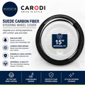 Carodi Car Suede Carbon Fiber Steering Wheel Cover Non Slip Leather Interior