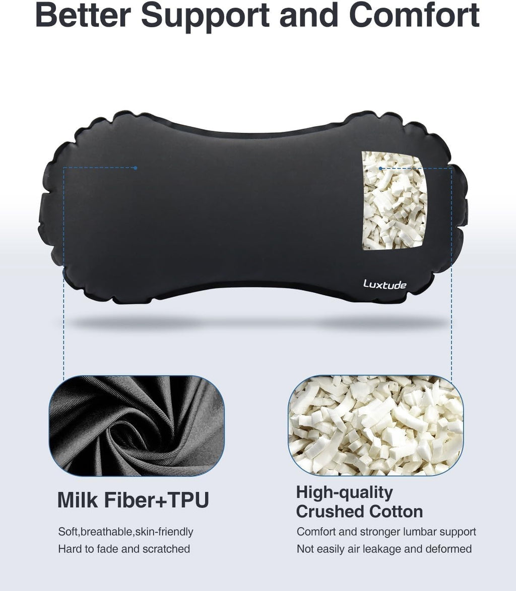 Luxtude Inflatable Airplane Travel Lumbar Support Pillow 15.7x7.2x4.7in New
