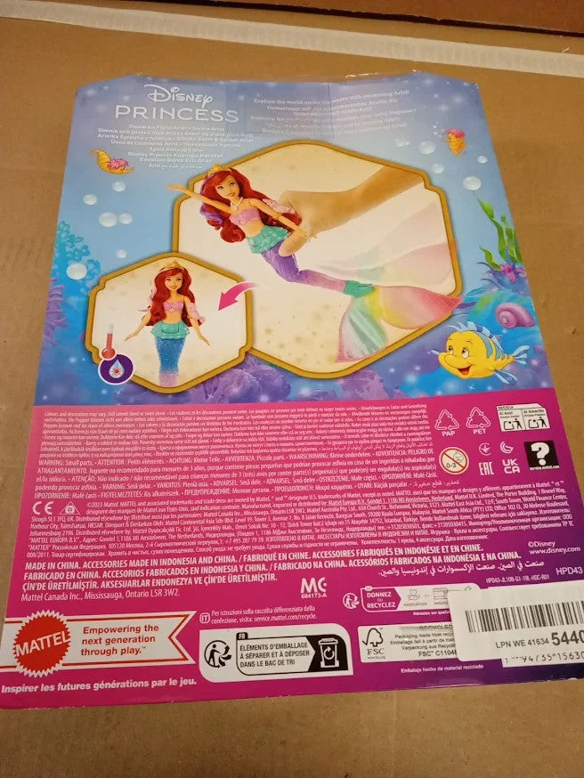 Mattel Disney Princess Ariel Swimming Mermaid Doll Color Change Hair Tail New
