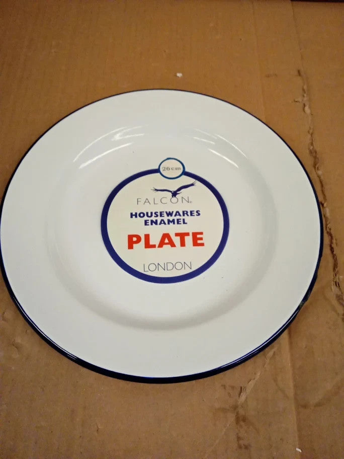 Falcon Enamelware 10.5inch Emaille Dinner Plate Steel Classic Blue White