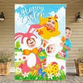 Dpkow Funny Easter Photo Prop Banner Bunny Face In Hole Game 150x100cm New