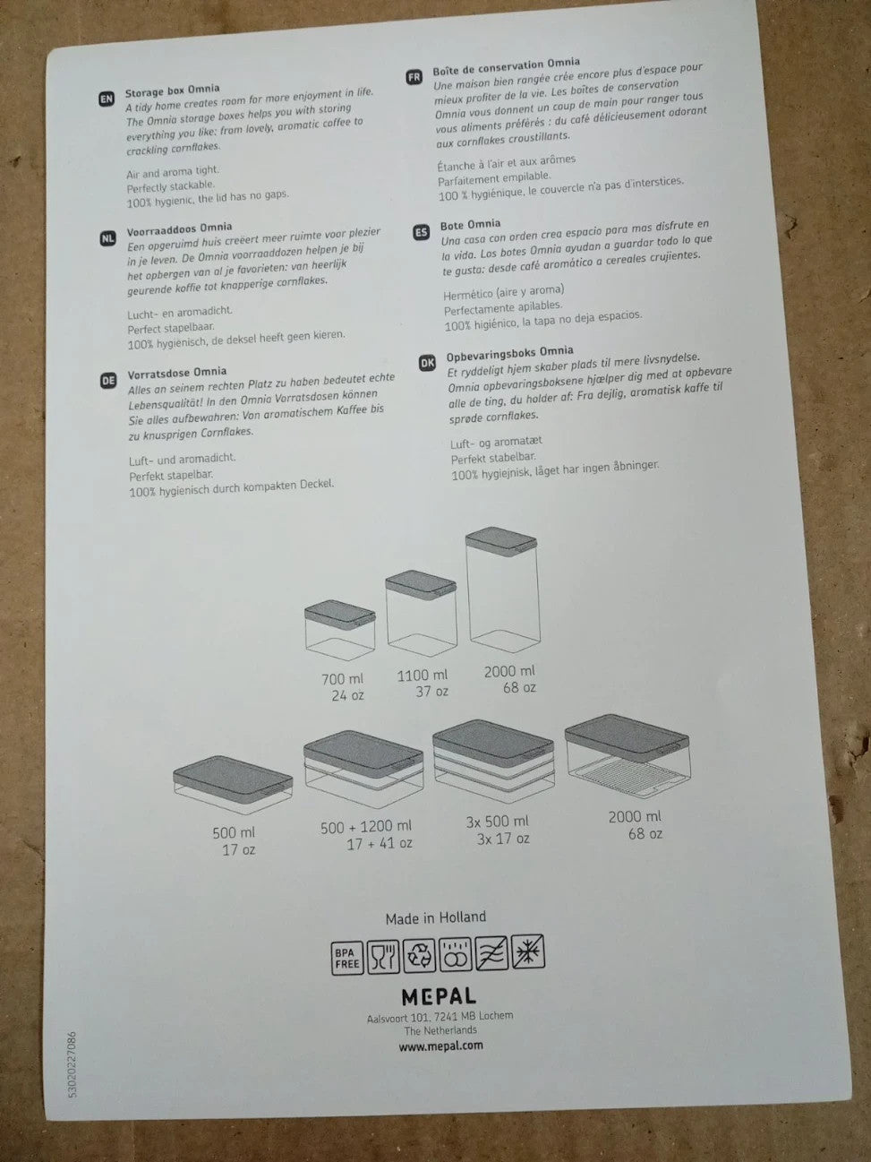 Mepal Fridge Box Breakfast Duo Omnia Nordic White Practical Storage 1 Piece