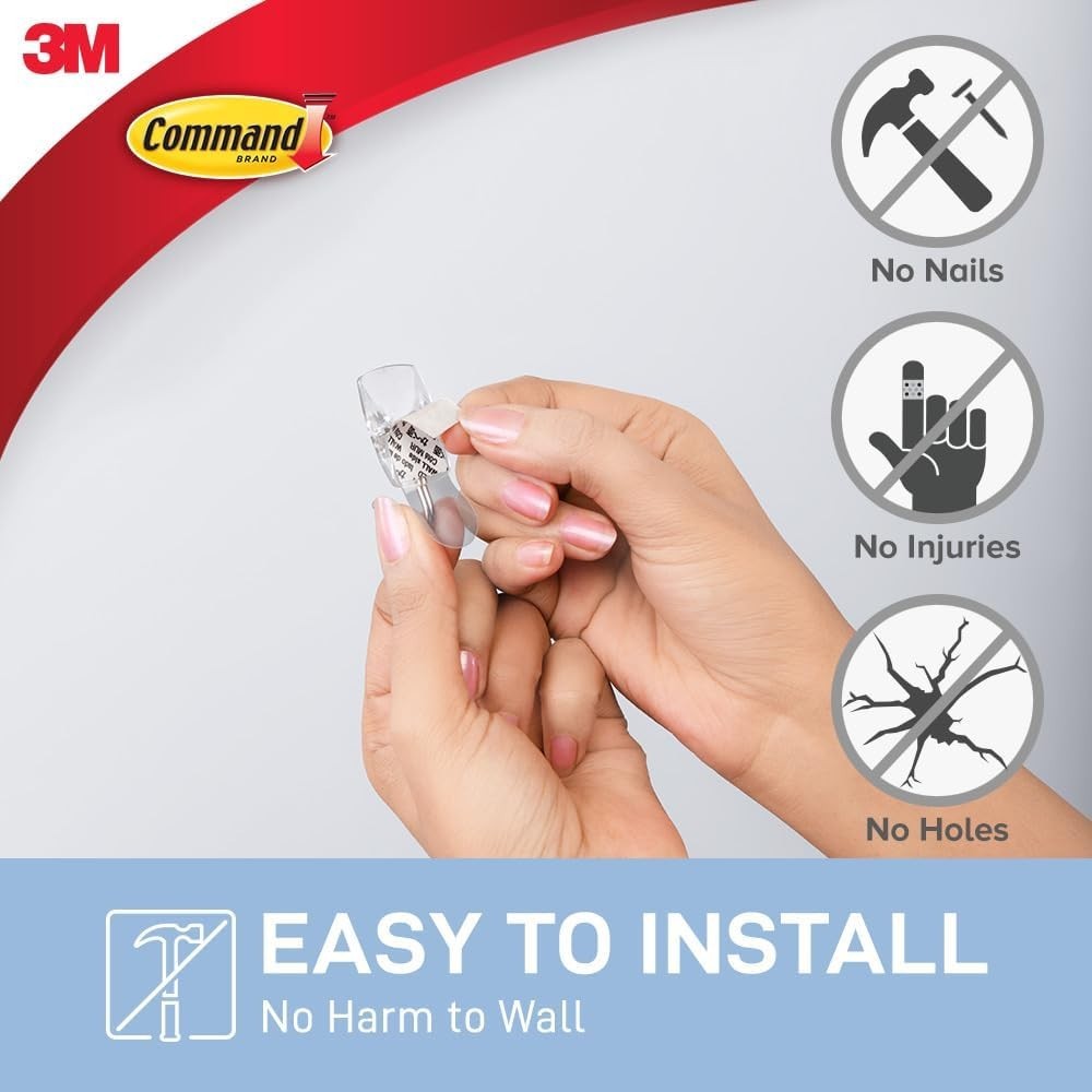 Command Clear Wire Hanger Hook Value Pack 6 Hooks 4 Adhesive Strips Damage Free