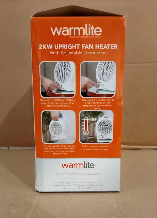 Warmlite WL44002 2000W Thermo Fan Heater 2 Heat Settings Overheat Protection