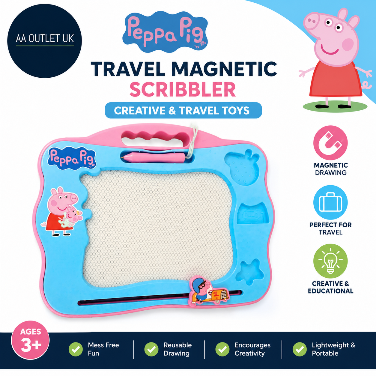 Peppa Pig Travel Magnetic Scribbler PreSchool Toys Creative Travel