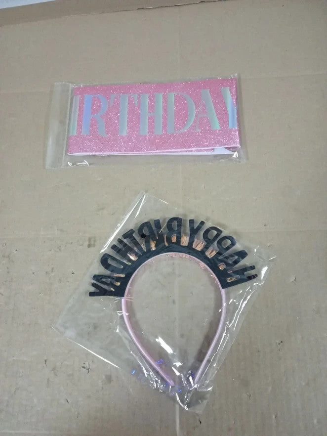 GSrenyu Birthday Girl Sash Tiara Set Sequin Crown Party Accessories Gift New