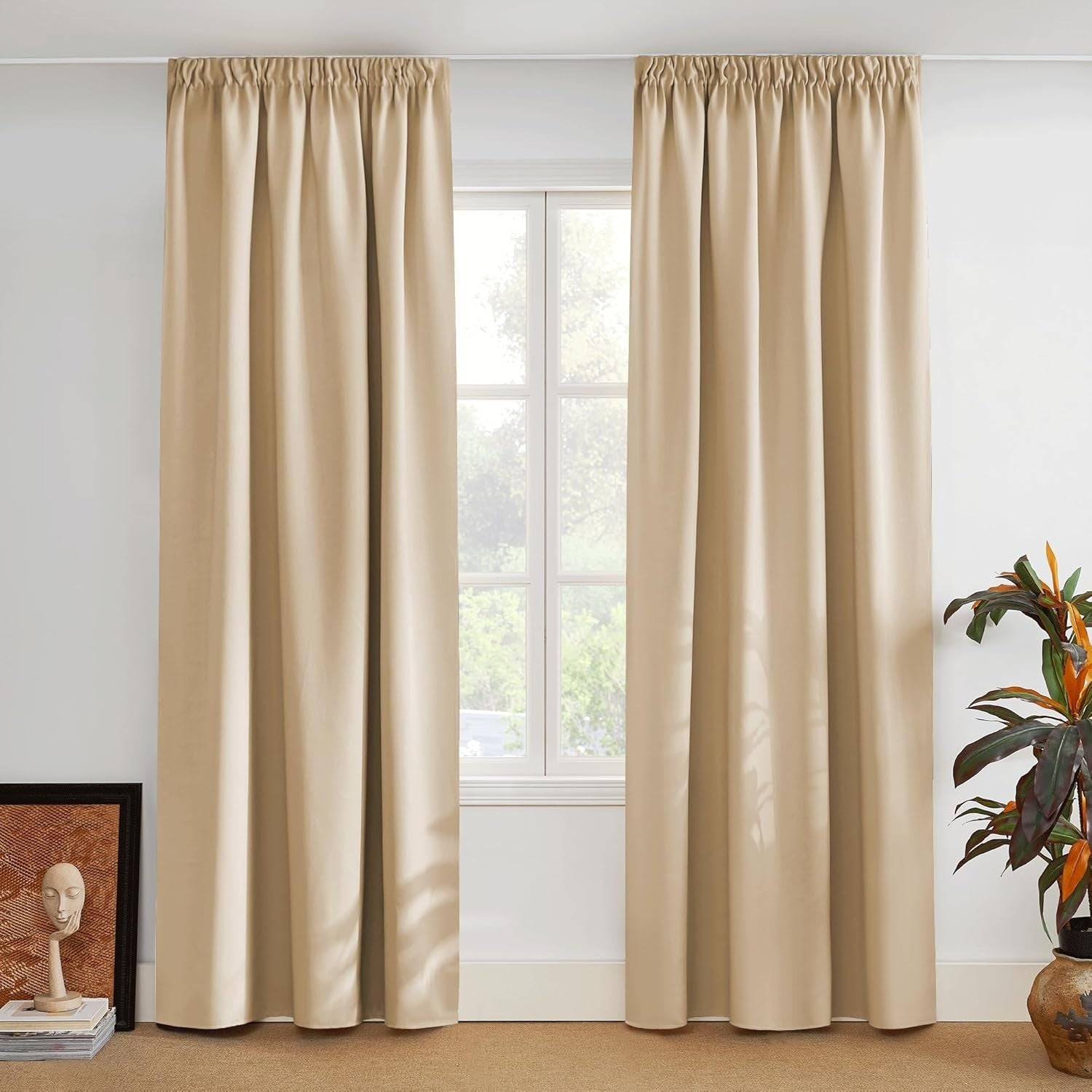 PONY DANCE 90x90in Pencil Pleat Curtains Thermal Insulated Draperies 2 Panels